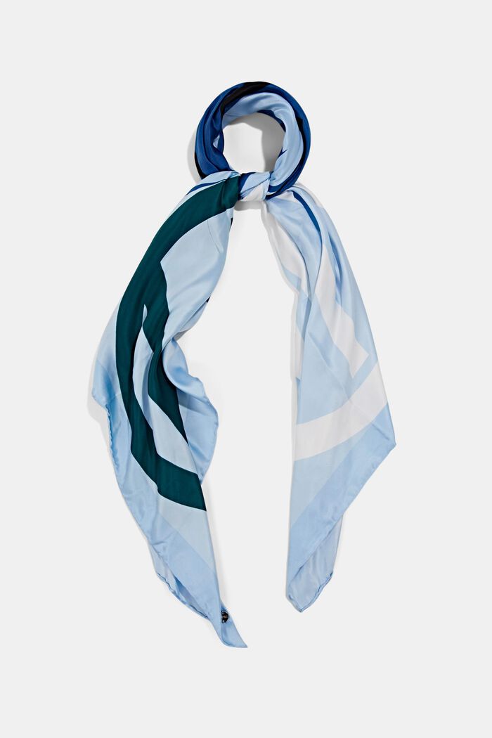 Monogram scarf with a satin finish, GREY BLUE, detail image number 0