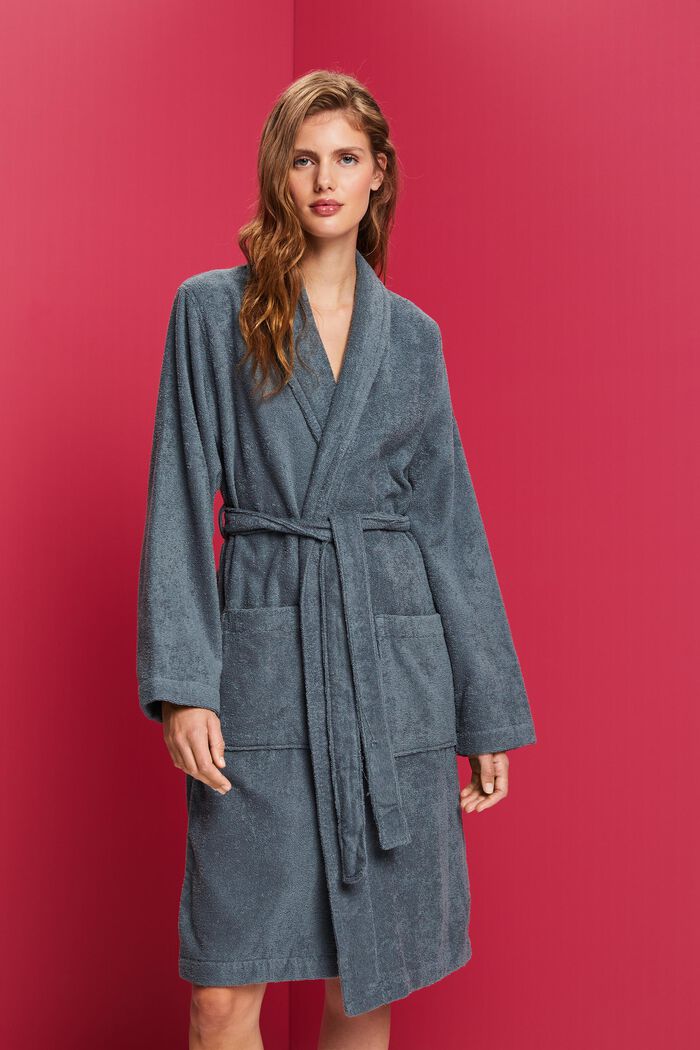 Unisex bathrobe, 100% cotton, GREY STEEL, detail image number 0