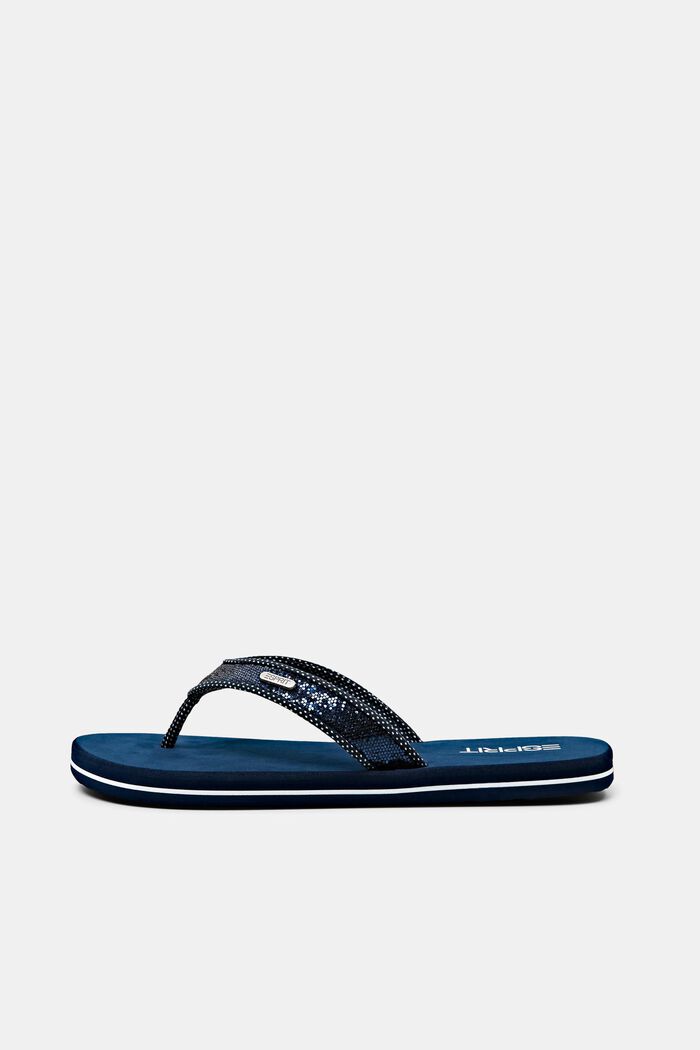 Sequin Toe-Strap Slippers, NAVY, detail image number 0
