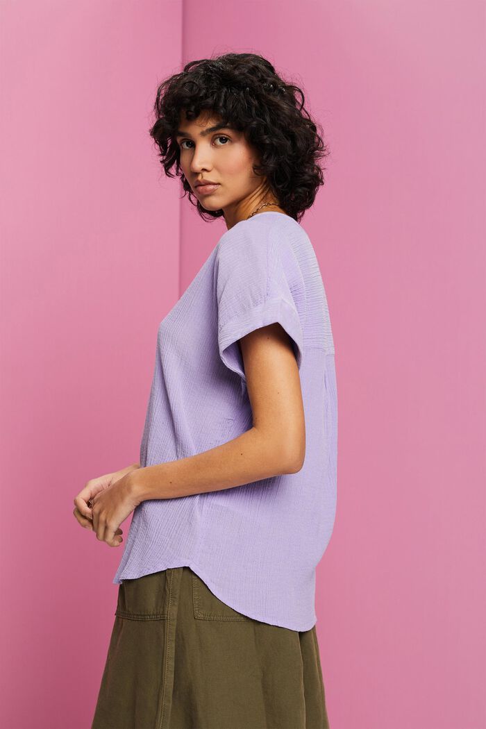 Textured cotton blouse, PURPLE, detail image number 4