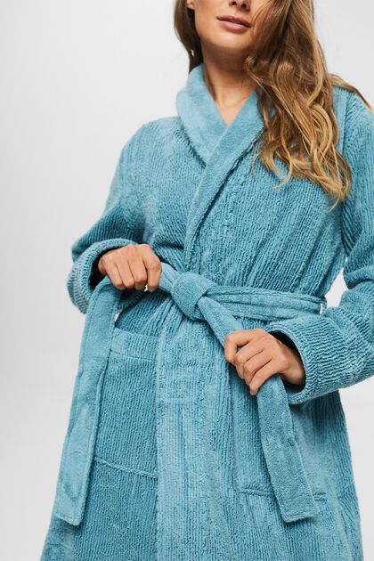 Ribbed-effect bathrobe