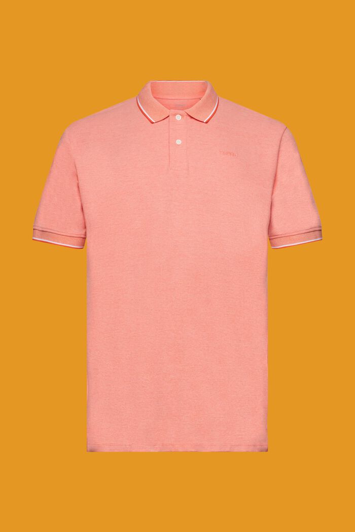 Pique polo shirt with striped details, ORANGE RED, detail image number 5
