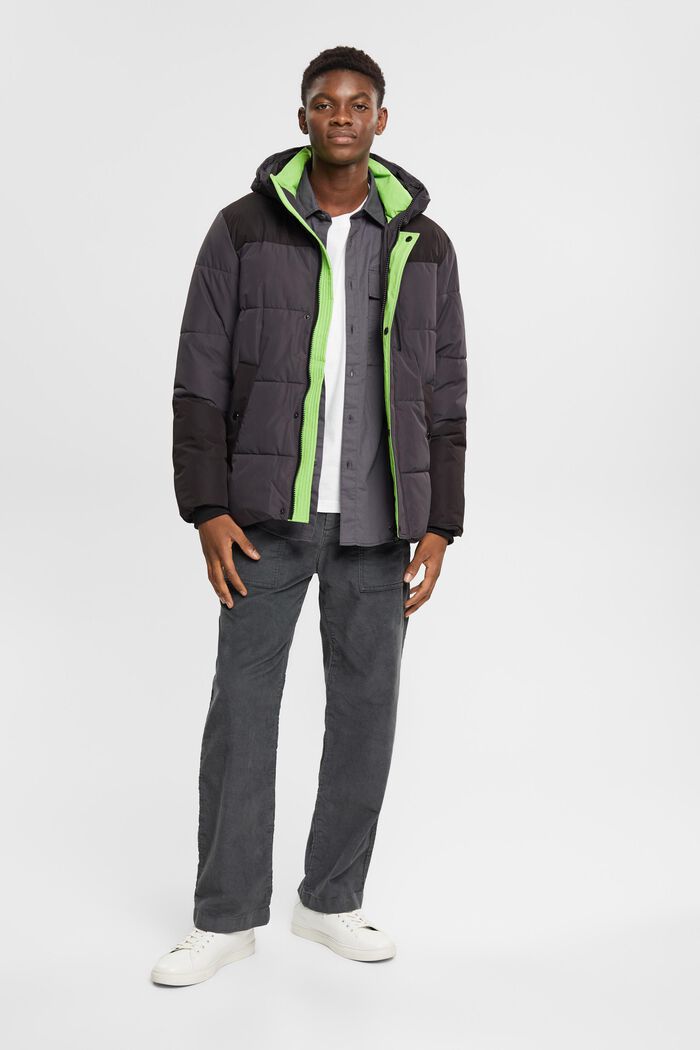 Quilted jacket with neon-coloured details, DARK GREY, detail image number 0