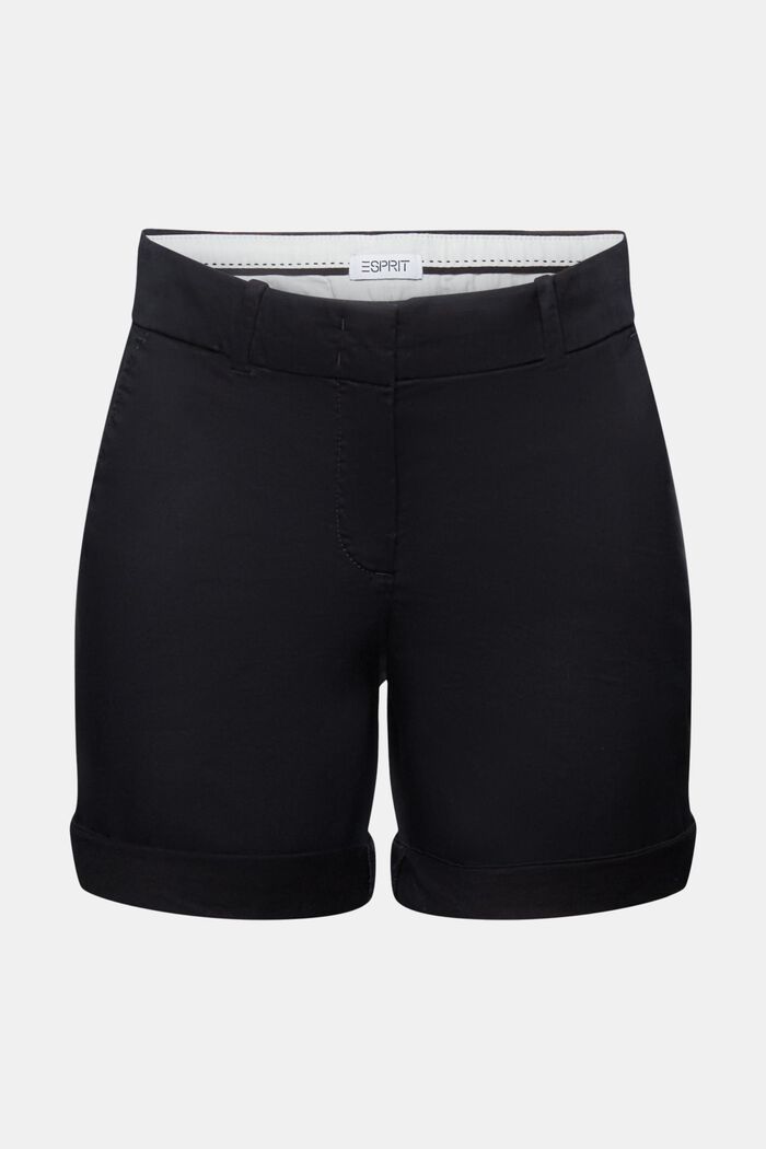 Cuffed Twill Shorts, BLACK, detail image number 7