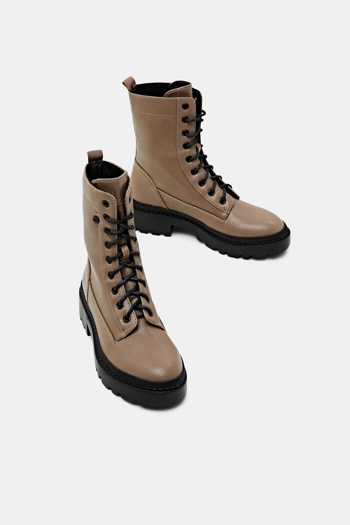 Vegan leather lace-up boots, TAUPE, detail image number 6