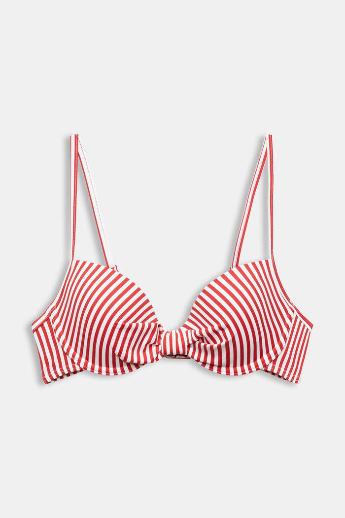 Striped Padded Underwired Bikini Top, DARK RED, detail image number 4