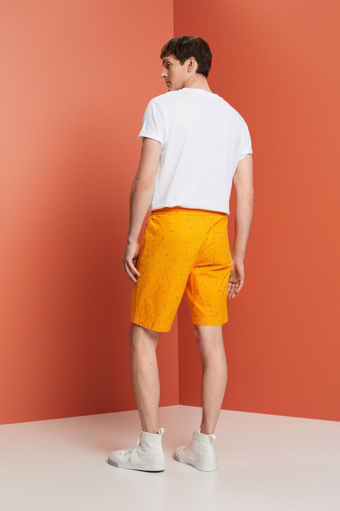 Patterned pull-on shorts, stretch cotton, BRIGHT ORANGE, detail image number 3