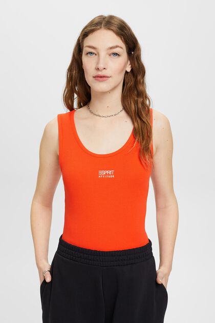 Ribbed tank top with embroidered logo