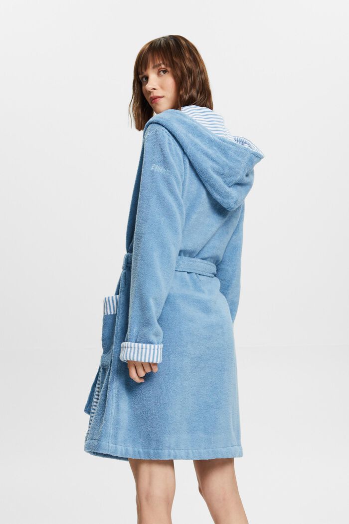 Terry cloth bathrobe with striped lining, SKY BLUE, detail image number 3