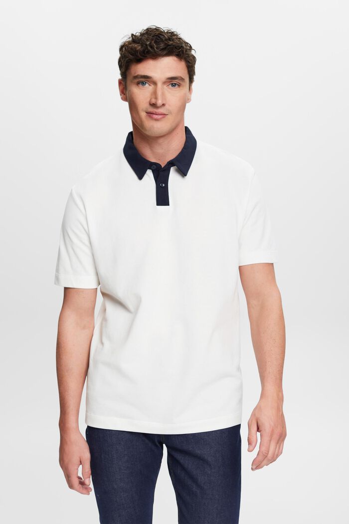 Cotton pique polo shirt, OFF WHITE, detail image number 1