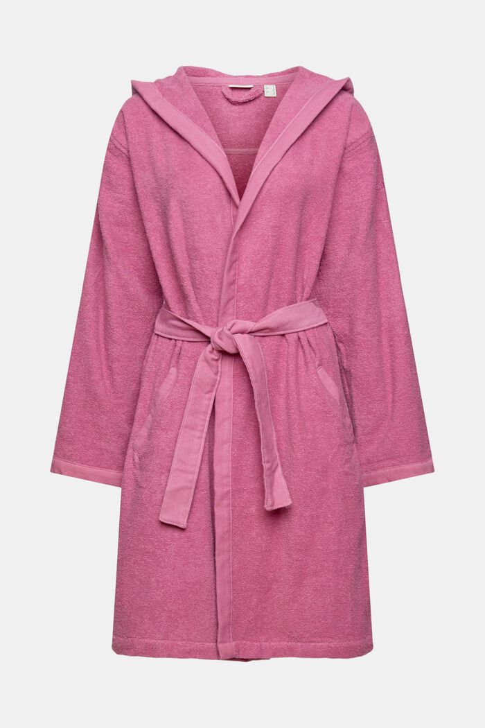 Bathrobe with a fixed tie-around belt, BLACKBERRY, detail image number 1