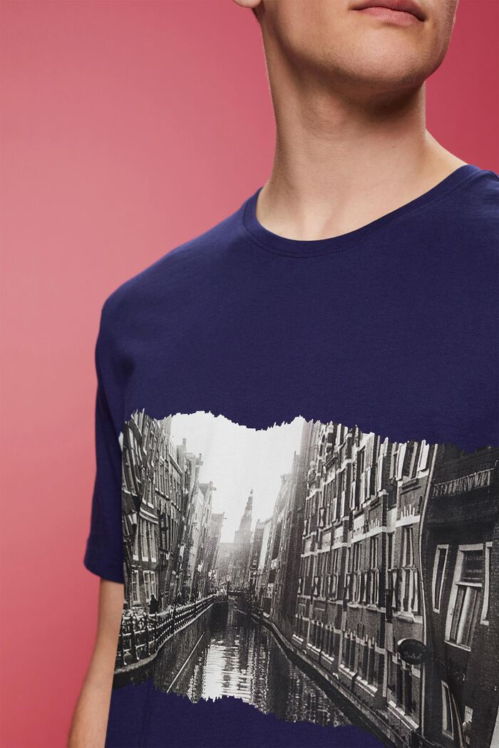 Crewneck t-shirt with print, 100% cotton, DARK BLUE, detail image number 2