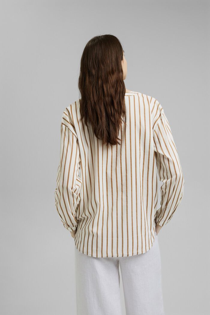 Striped Henley blouse, LIGHT KHAKI, detail image number 3