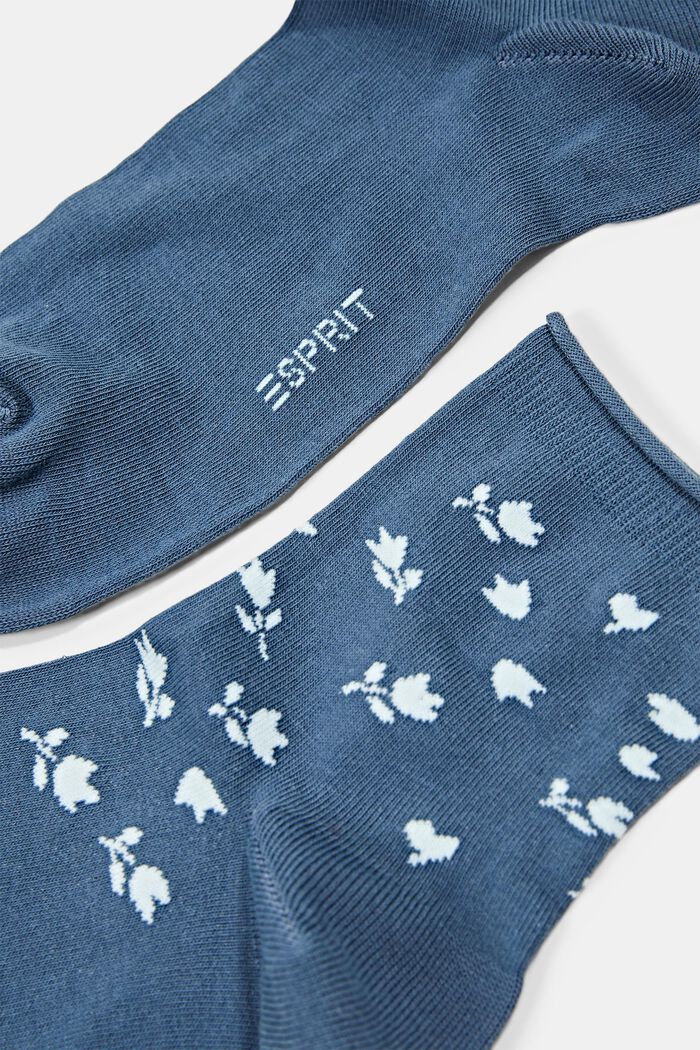 2-pack of short socks with floral pattern, VENICE NIGHT, detail image number 1