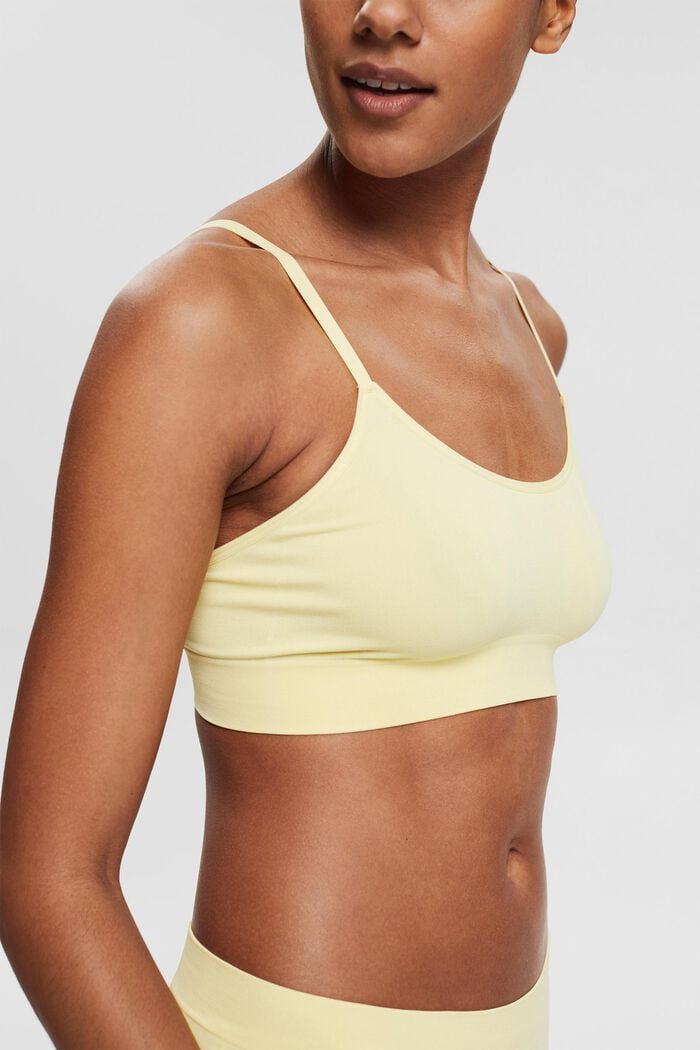 Recycled: unpadded, virtually seamless bra, LIGHT YELLOW, detail image number 0