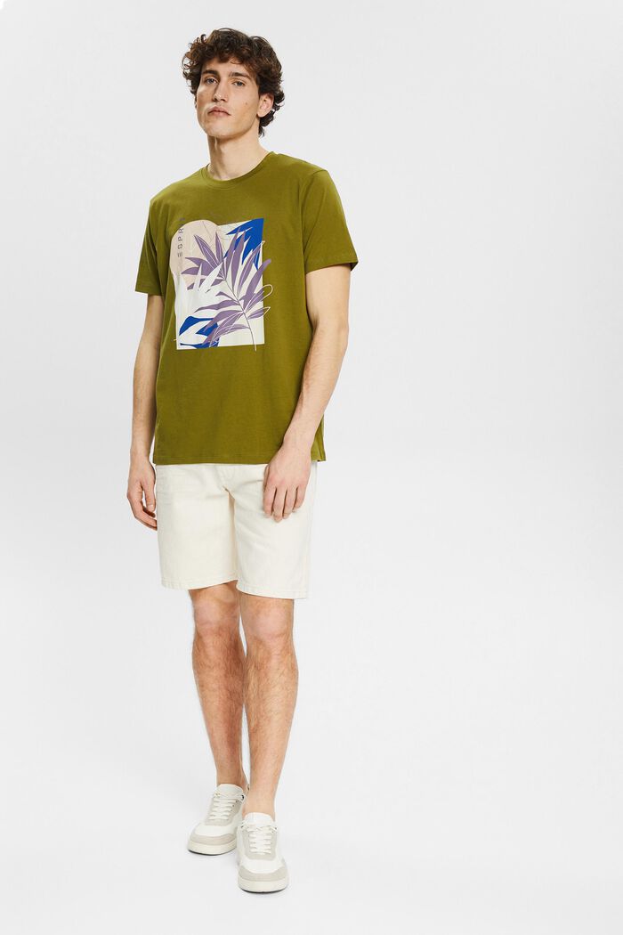 Jersey T-shirt with a plant print, LEAF GREEN, detail image number 2