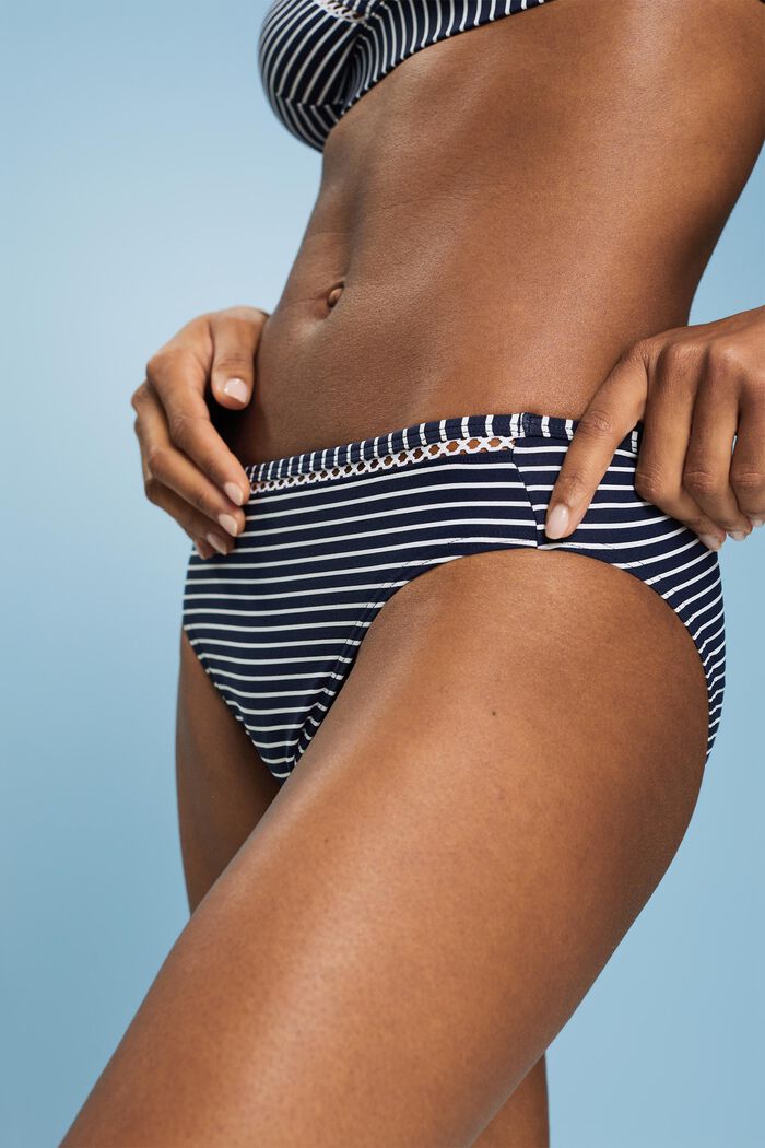 Recycled: striped bikini briefs, NAVY, detail image number 1