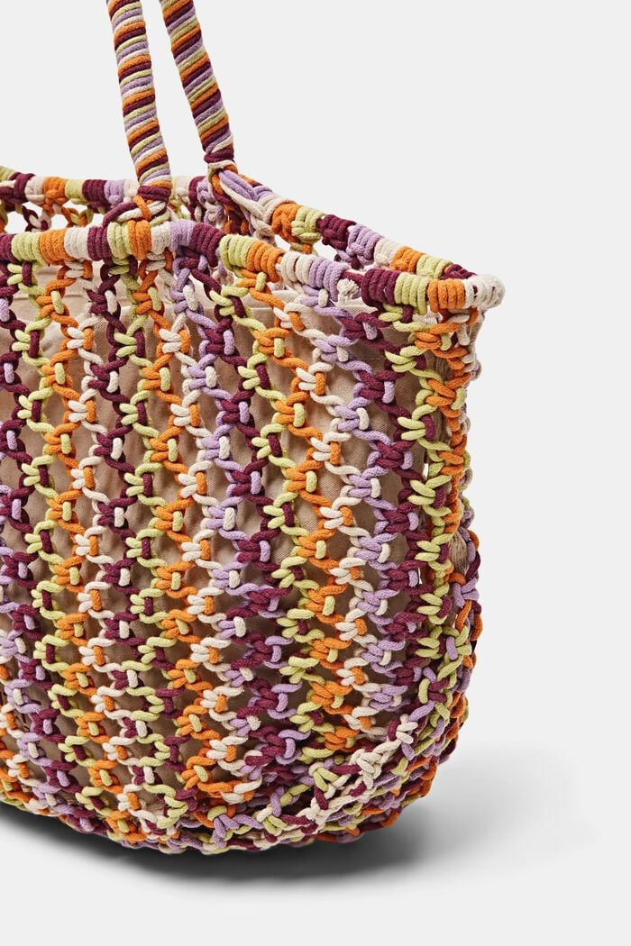 Oversized Striped Crochet Tote, MULTICOLOUR, detail image number 1