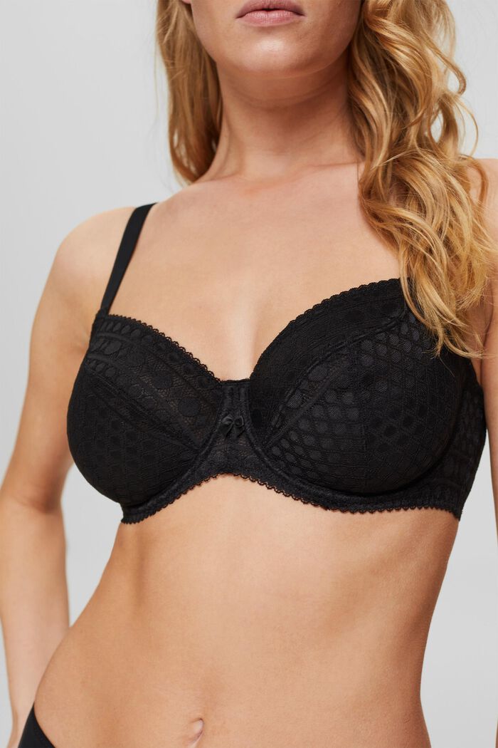 Recycled: underwired bra for larger cup sizes, BLACK, detail image number 2