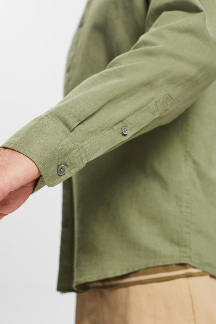 Cotton and linen blended button-down shirt, LIGHT KHAKI, detail image number 2