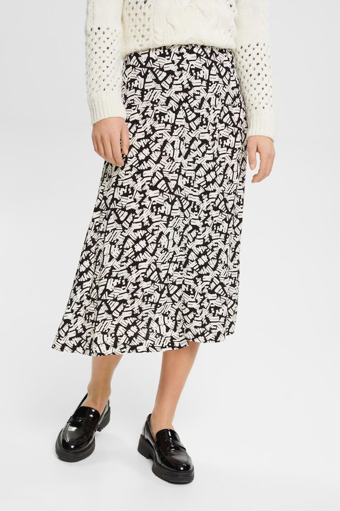Patterned midi skirt, BLACK, detail image number 0