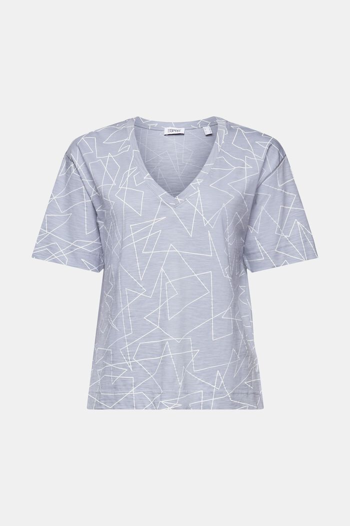 Printed V-Neck Cotton T-Shirt, LIGHT BLUE LAVENDER, detail image number 6