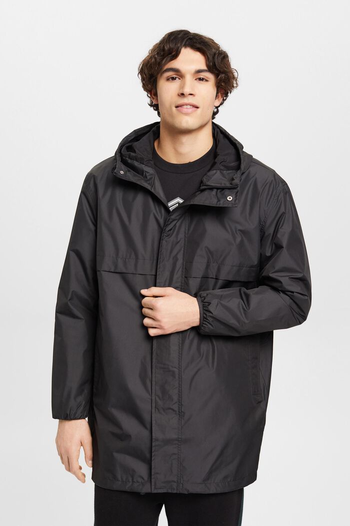 Lightweight Hooded Rain Jacket, BLACK, detail image number 0