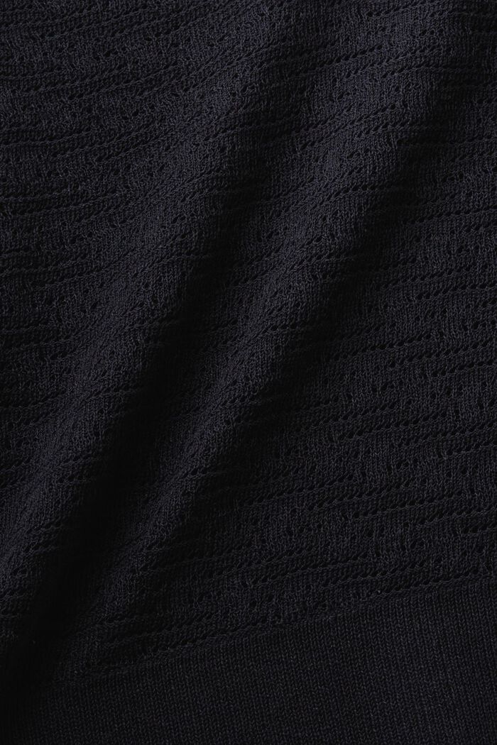 Pointelle V-Neck Sweater, BLACK, detail image number 4