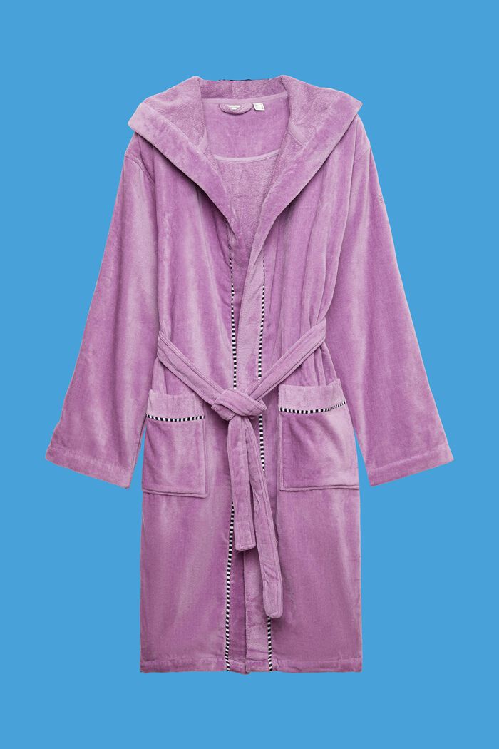 Suede bathrobe made of 100% cotton, DARK LILAC, detail image number 2