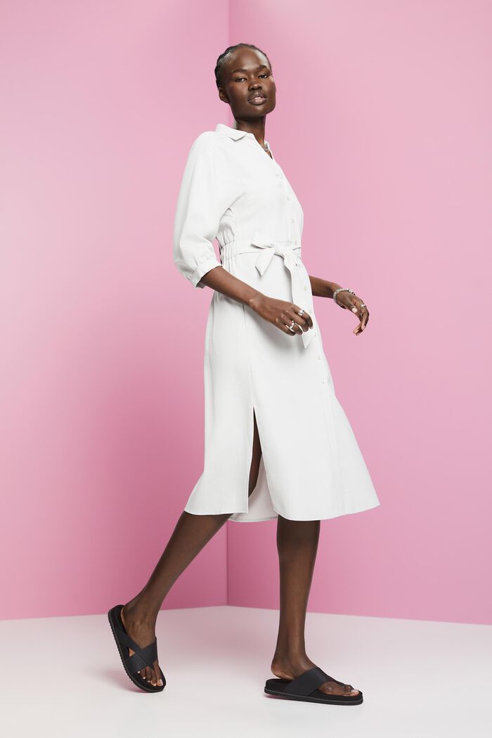 Shirt style woven midi dress, OFF WHITE, detail image number 5