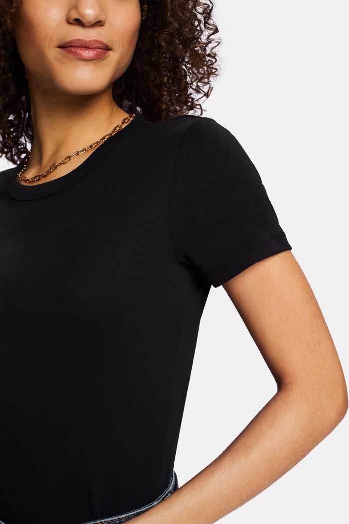 Cotton Short-Sleeve T-Shirt, BLACK, detail image number 2