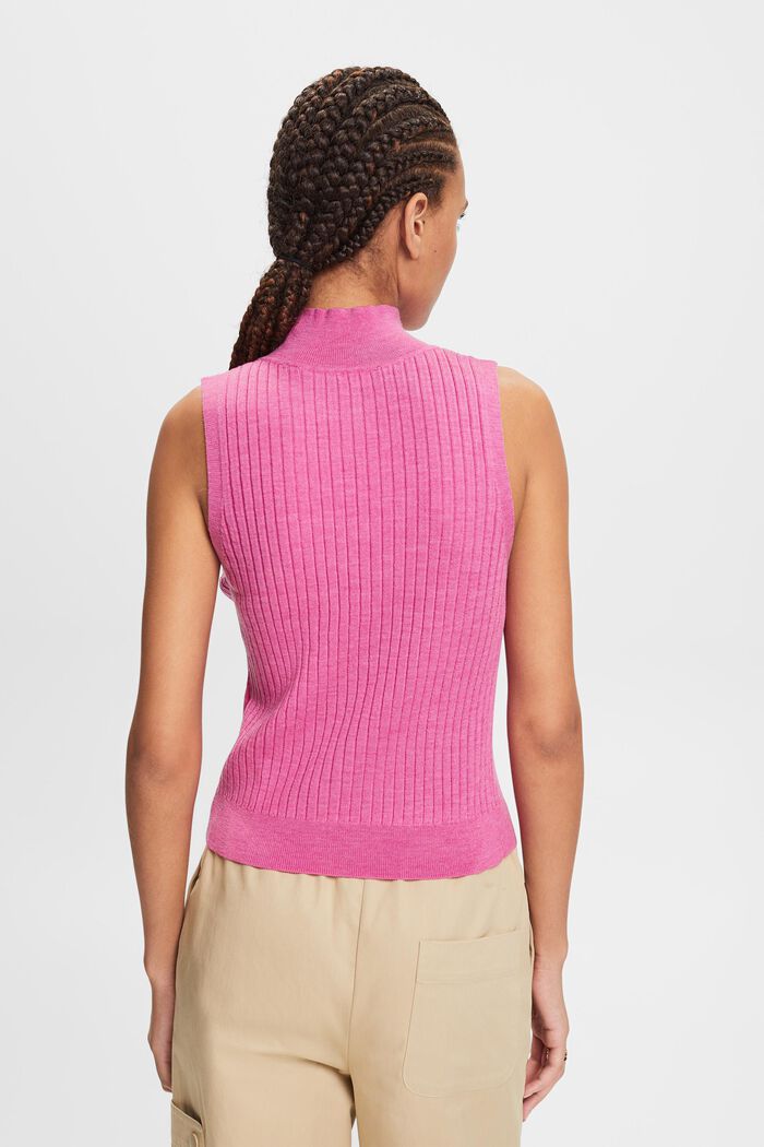 Super Fine Merino Wool Sleeveless Sweater, PINK FUCHSIA, detail image number 4