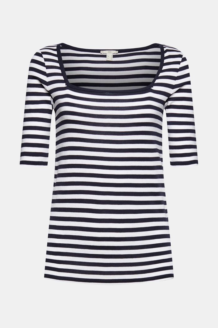 T-shirt with a square neckline, organic cotton, NAVY, detail image number 2