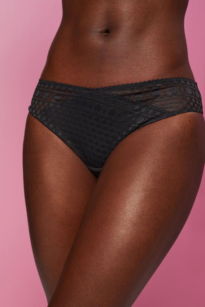 Recycled: hipster thong with lace, ANTHRACITE, detail image number 1