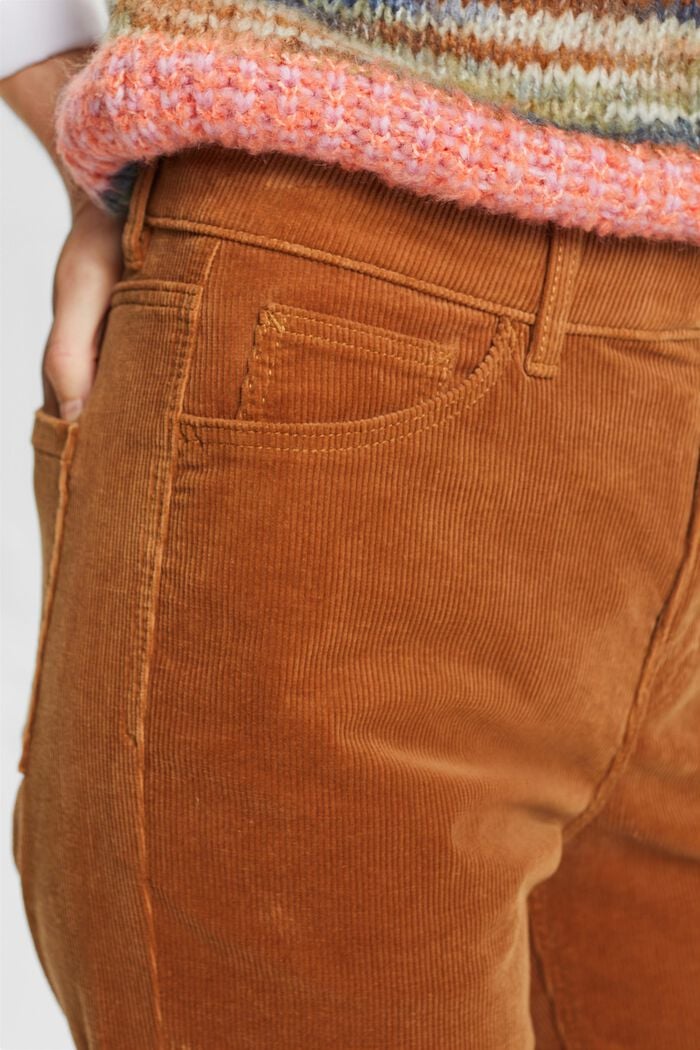 High-Rise Straight Fit Corduroy Trousers, CARAMEL, detail image number 2