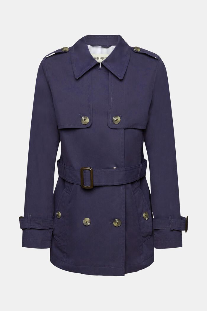 Short trench coat with belt, NAVY, detail image number 7