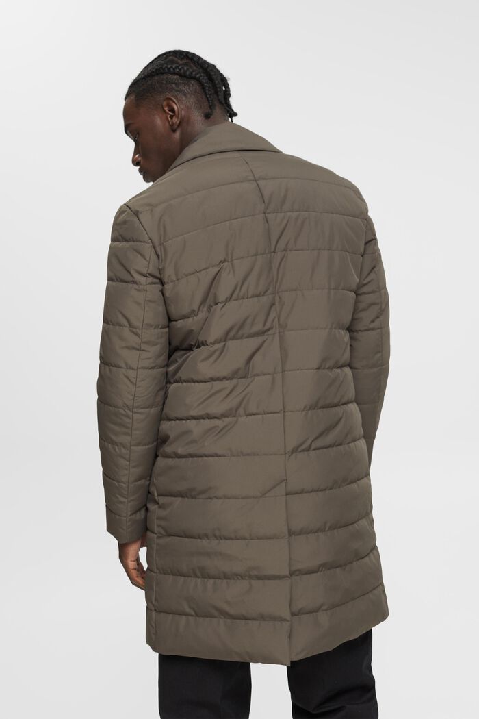 Quilted coat with lapel collar, DARK KHAKI, detail image number 3