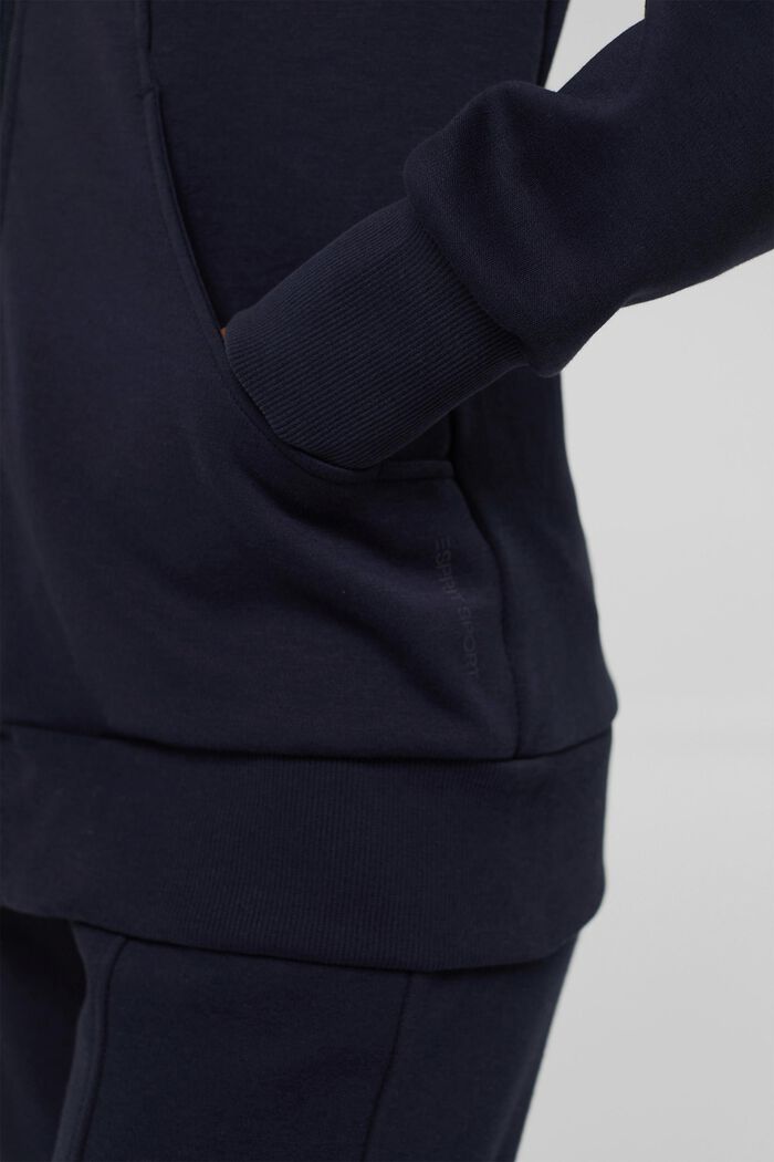 Zipper sweatshirt, cotton blend, NAVY, detail image number 2