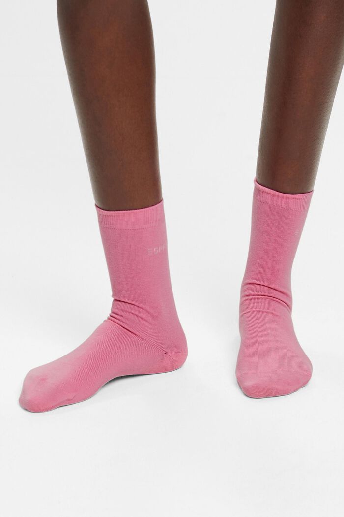 2-pack of socks with knitted logo, organic cotton, ROSE, detail image number 2