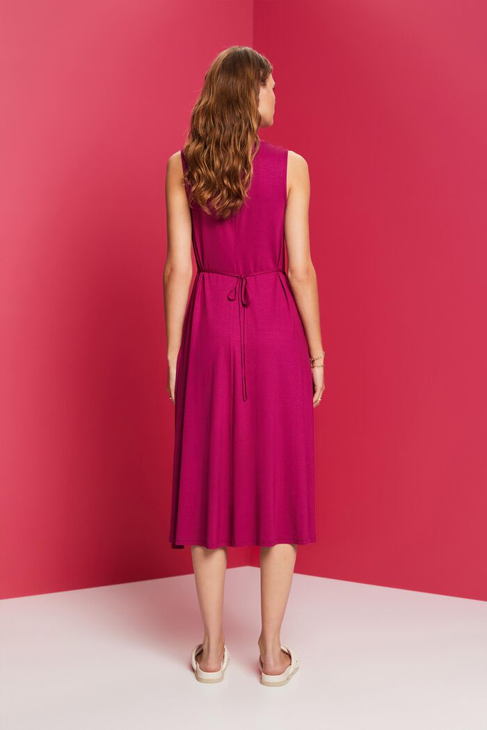Jersey midi dress with fixed waist bands, DARK PINK, detail image number 3