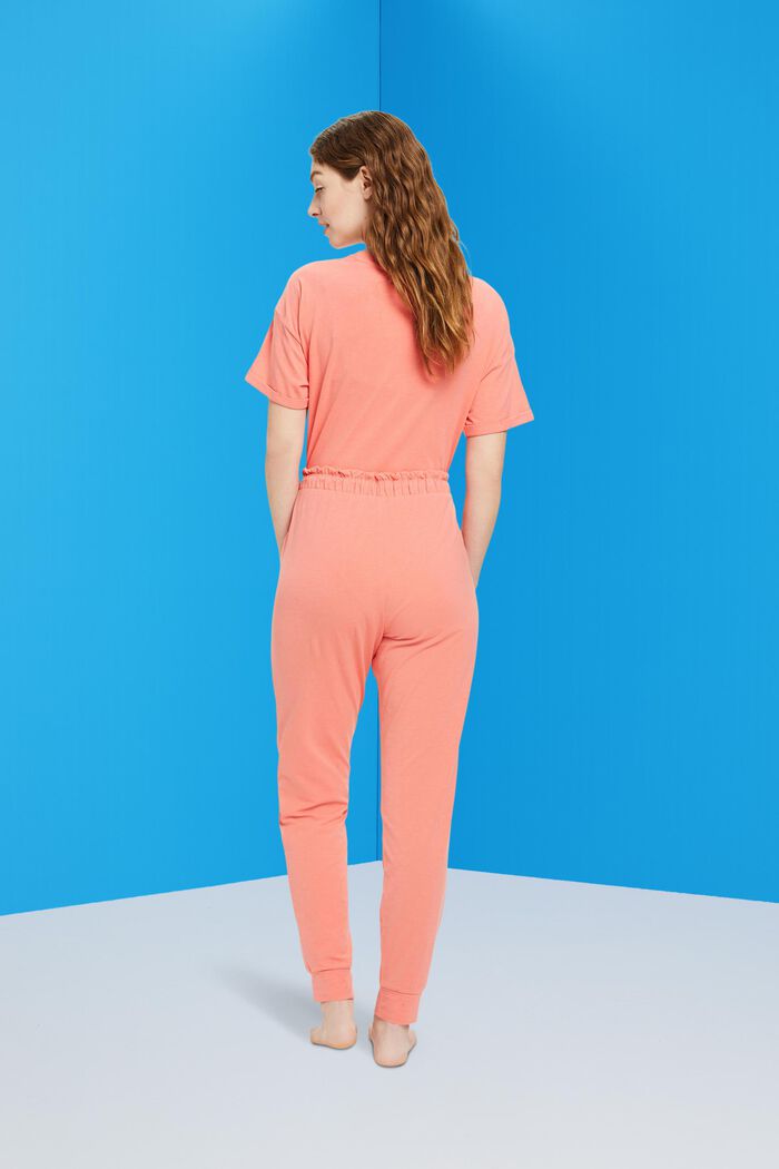 Jersey trousers with elasticated waistband, NEW CORAL, detail image number 3