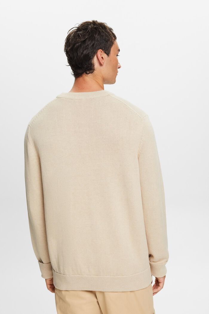 Cotton Crewneck Sweater, SAND, detail image number 4