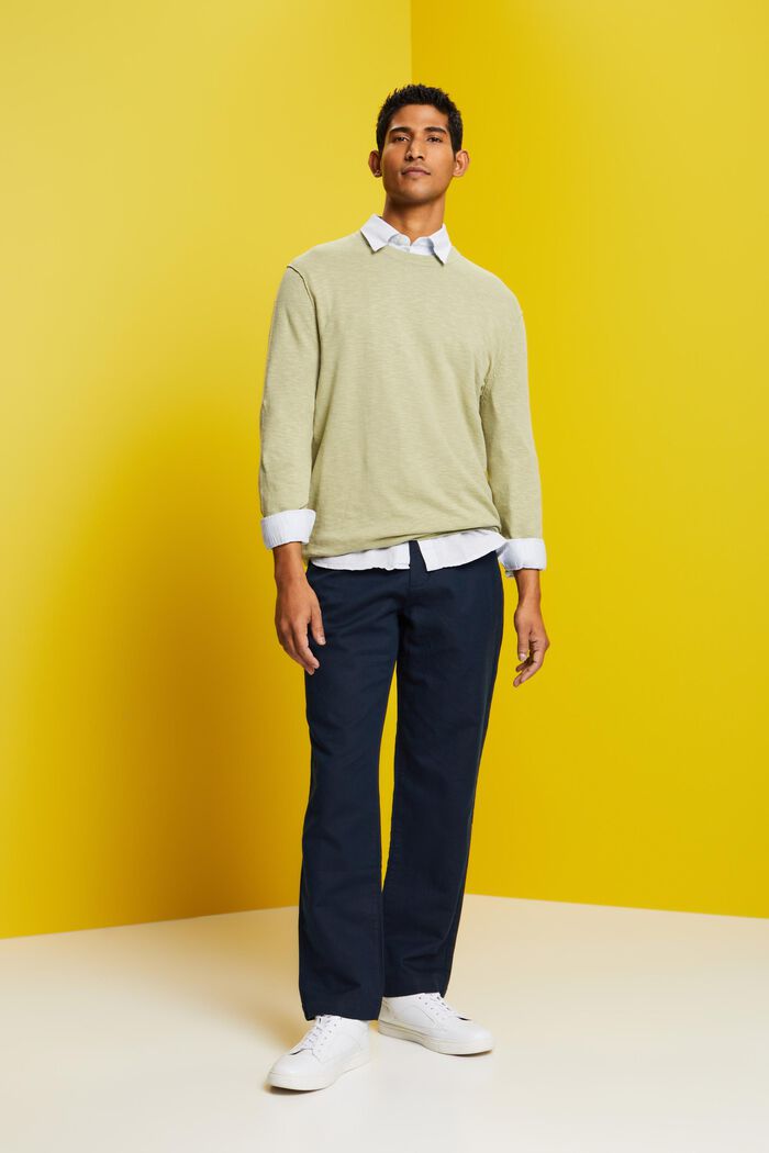 Crewneck jumper, cotton-linen blend, LIGHT GREEN, detail image number 1