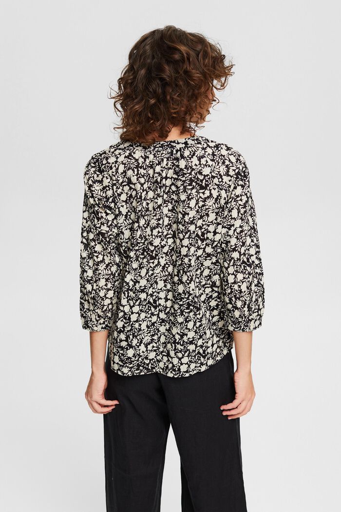 Patterned blouse with 3/4 sleeves, BLACK, detail image number 3