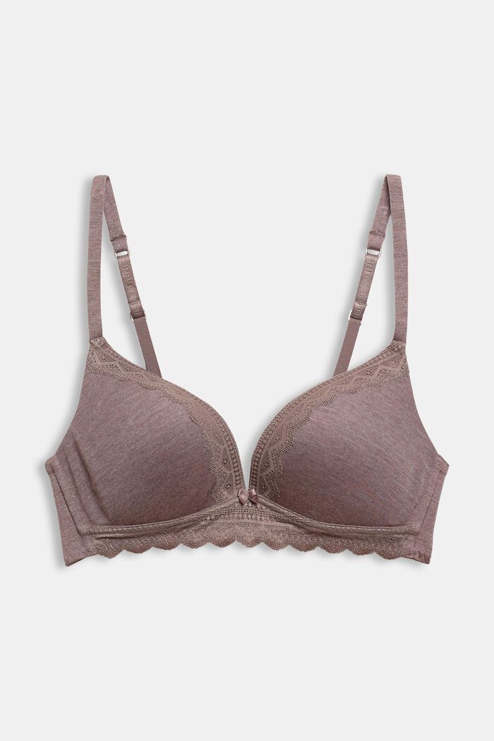 Padded, wireless bra with lace