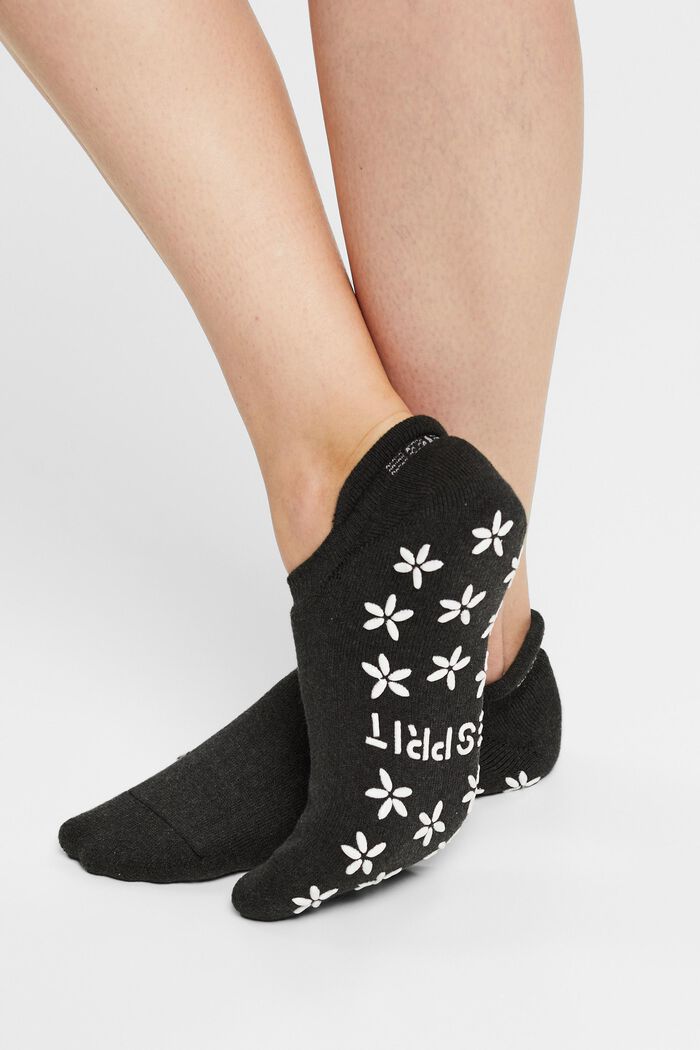 Non-slip short socks, organic cotton blend, ANTHRACITE MELANGE, detail image number 2