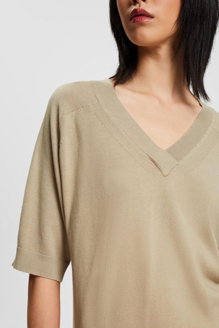 Short sleeve knit sweater, DUSTY GREEN, detail image number 2