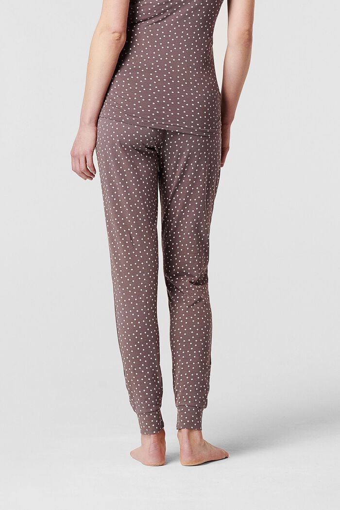 Pyjama bottoms with an under-bump waistband, made of organic cotton, TAUPE, detail image number 1