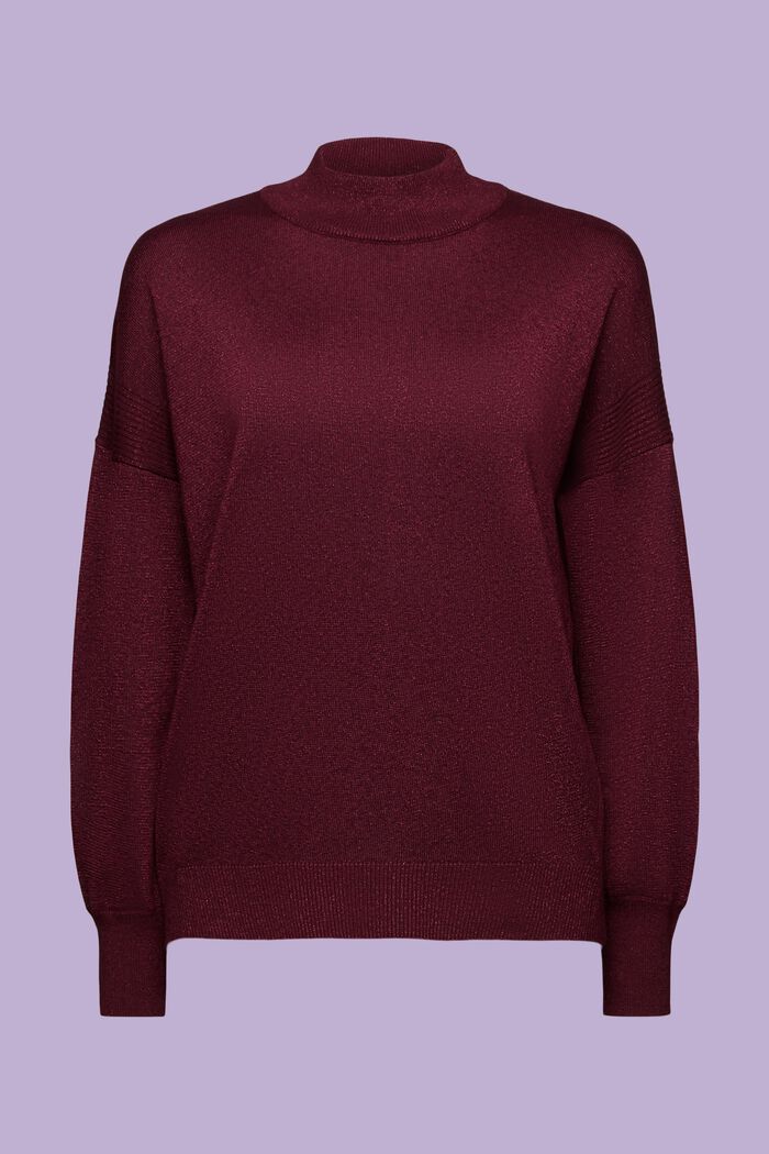 Sparkling Mockneck Sweater, BORDEAUX RED, detail image number 6