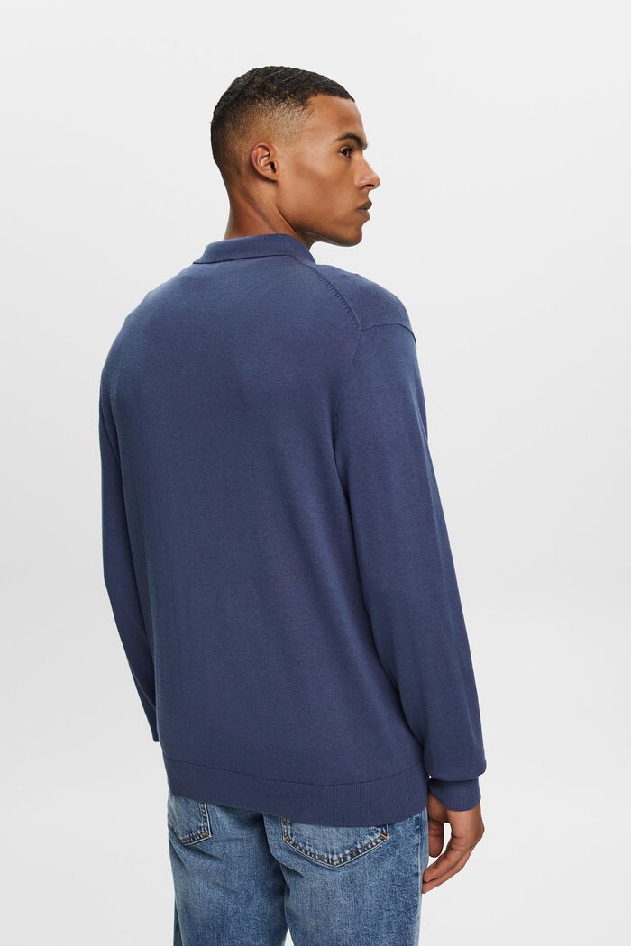 Knit jumper with a polo collar, TENCEL™, GREY BLUE, detail image number 3